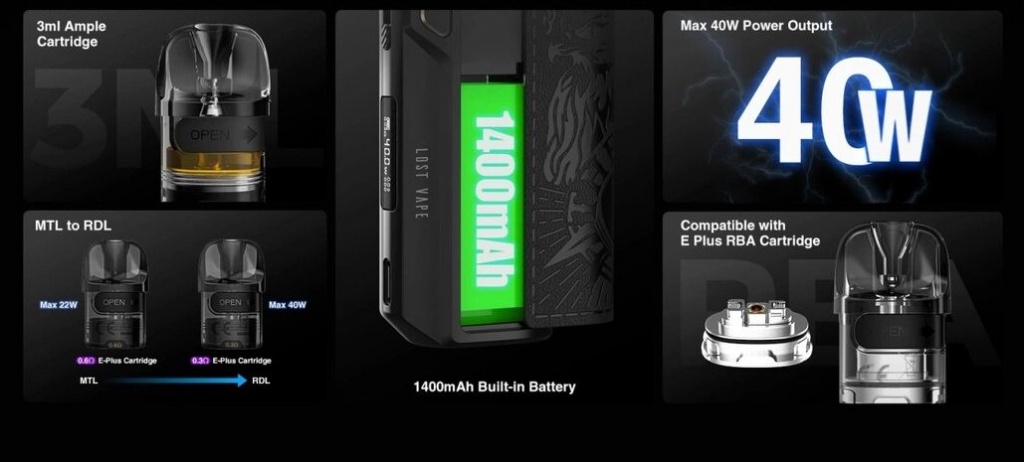 POD система Lost Vape Thelema Elite 40W 1400 мАч